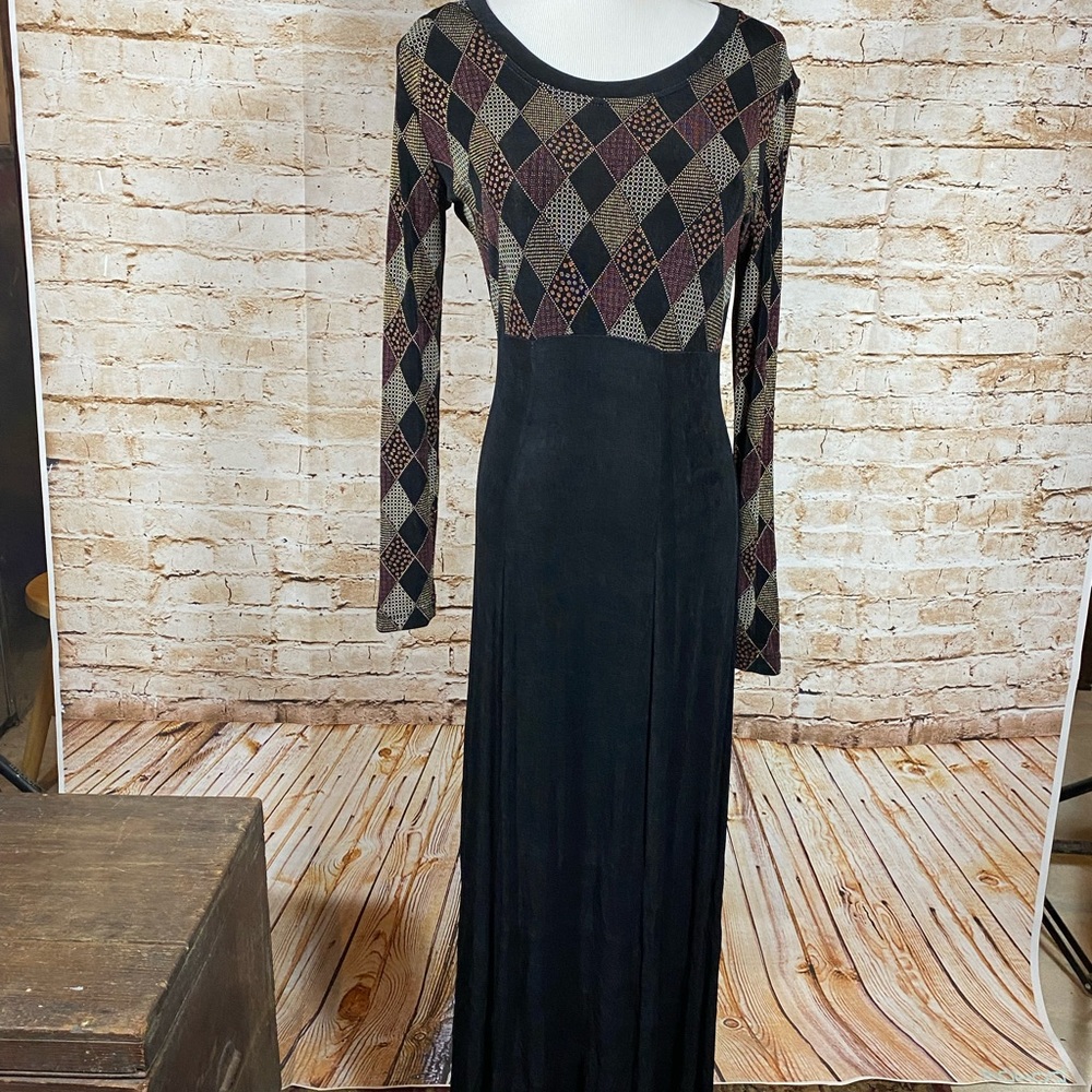 Vintage 90’s Citidress Geometric Design Maxi Dress, US Made, Size 8 M